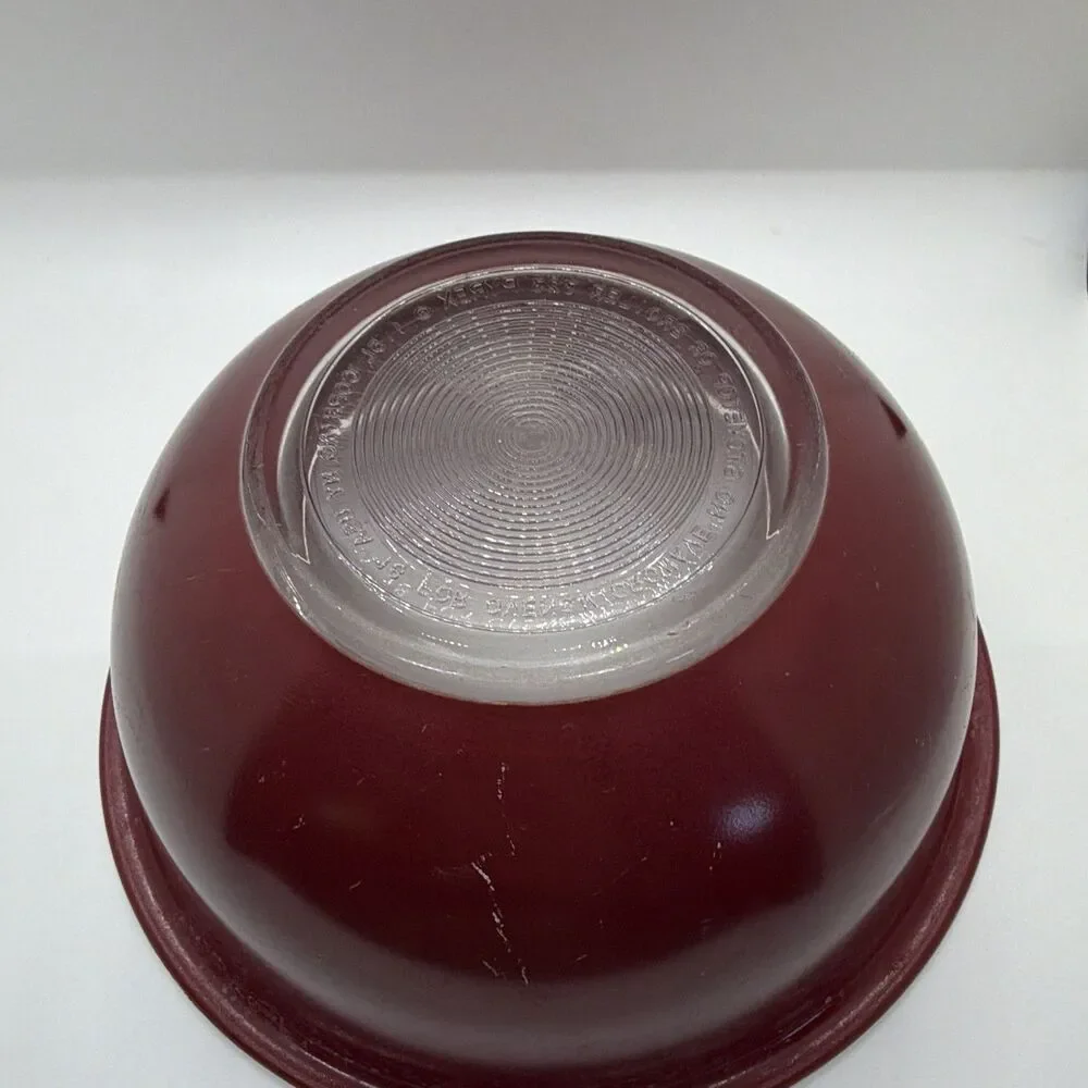 Pyrex 322 Red Solid Glass Clear Bottom  Stacking Mixing Bowls 1.5 and 1 L